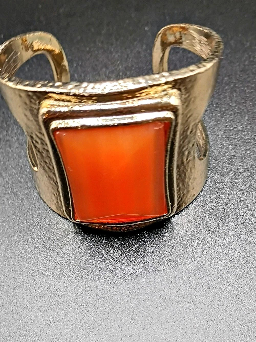 Orange Stone Gold-Tone Cuff Bracelet